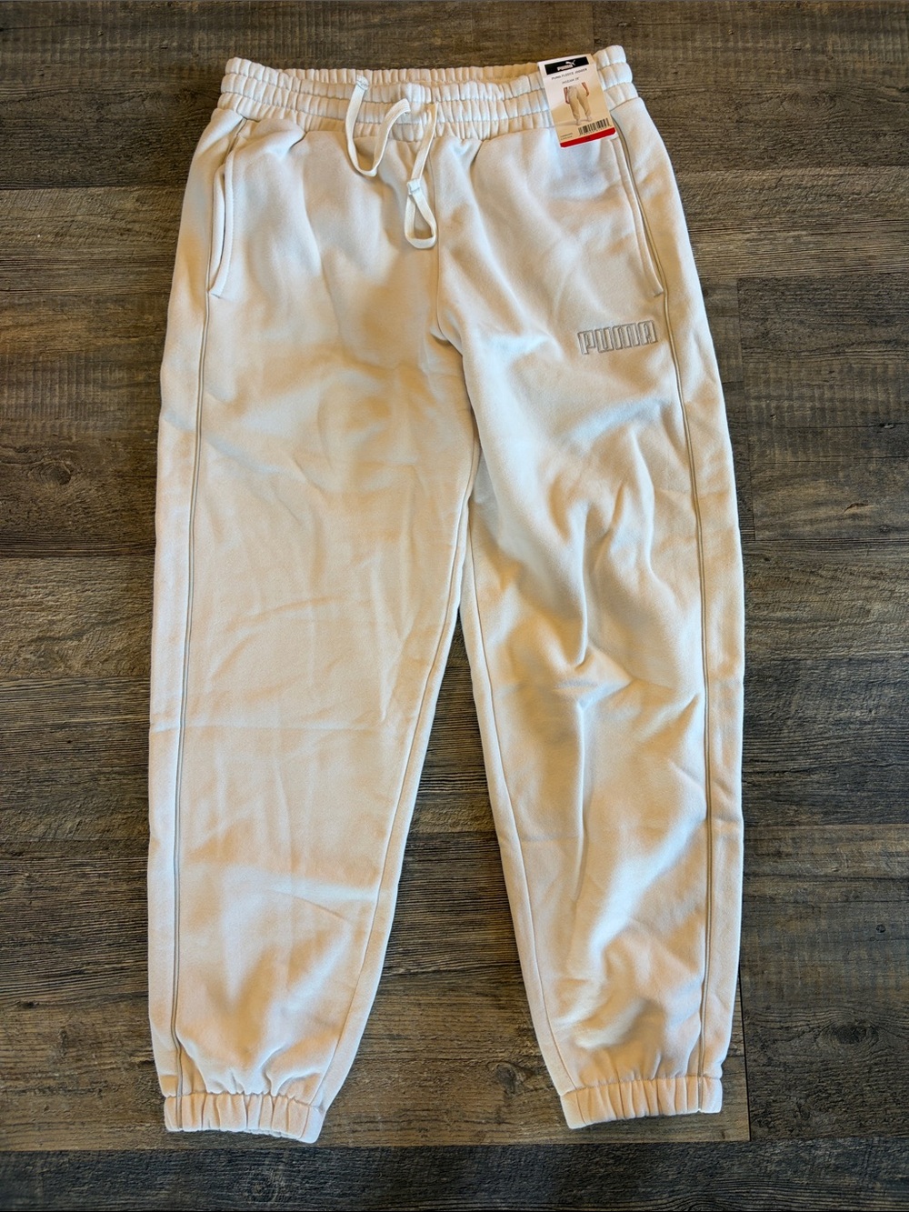 Puma Cream Drawstring Fleece Joggers